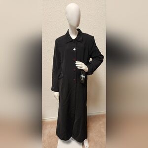 Carmel Zhao Elegant Black Trench Coat with Button Details